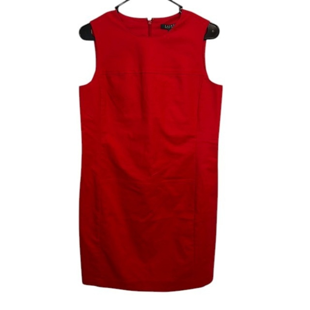Lauren Ralph Lauren Sleeveless Sheath Dress Red Career Cocktail Party - Size‎ 8